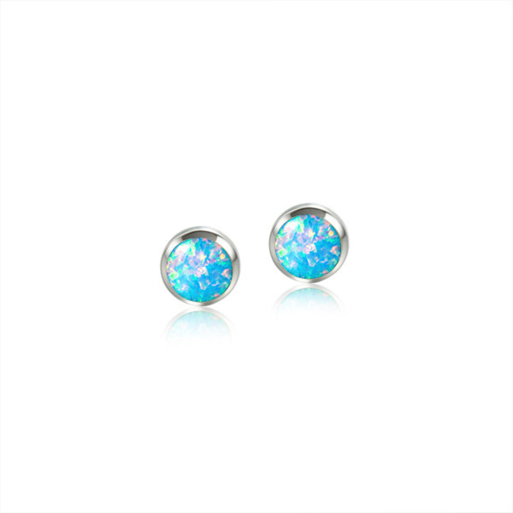 Alamea Alamea 8 mm Sterling Silver Round Opal Stud Earrings