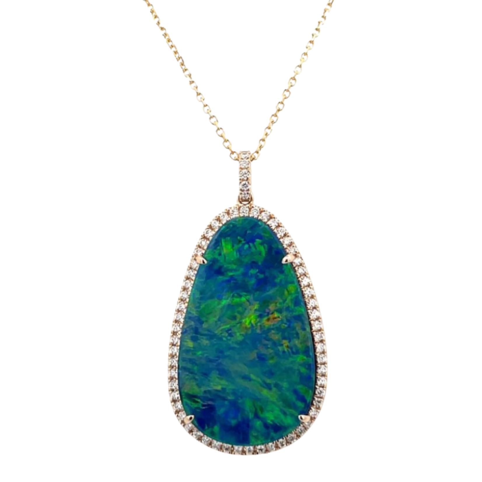 PeJay Creations PeJay Opal and Diamond Pendant in 14 Karat Yellow