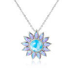 Alamea Alamea Sterling Silver Opal and Larimar Sunflower Pendant