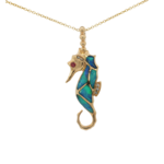 Kabana Kabana 14K Yellow Opal, Diamond and Ruby Seahorse Pendant