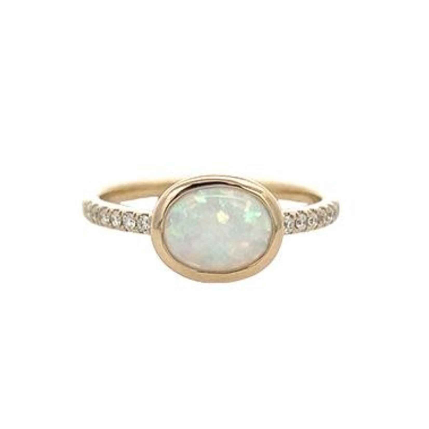 PeJay Creations PeJay 14 Karat Yellow Gold Opal and Diamond Ring