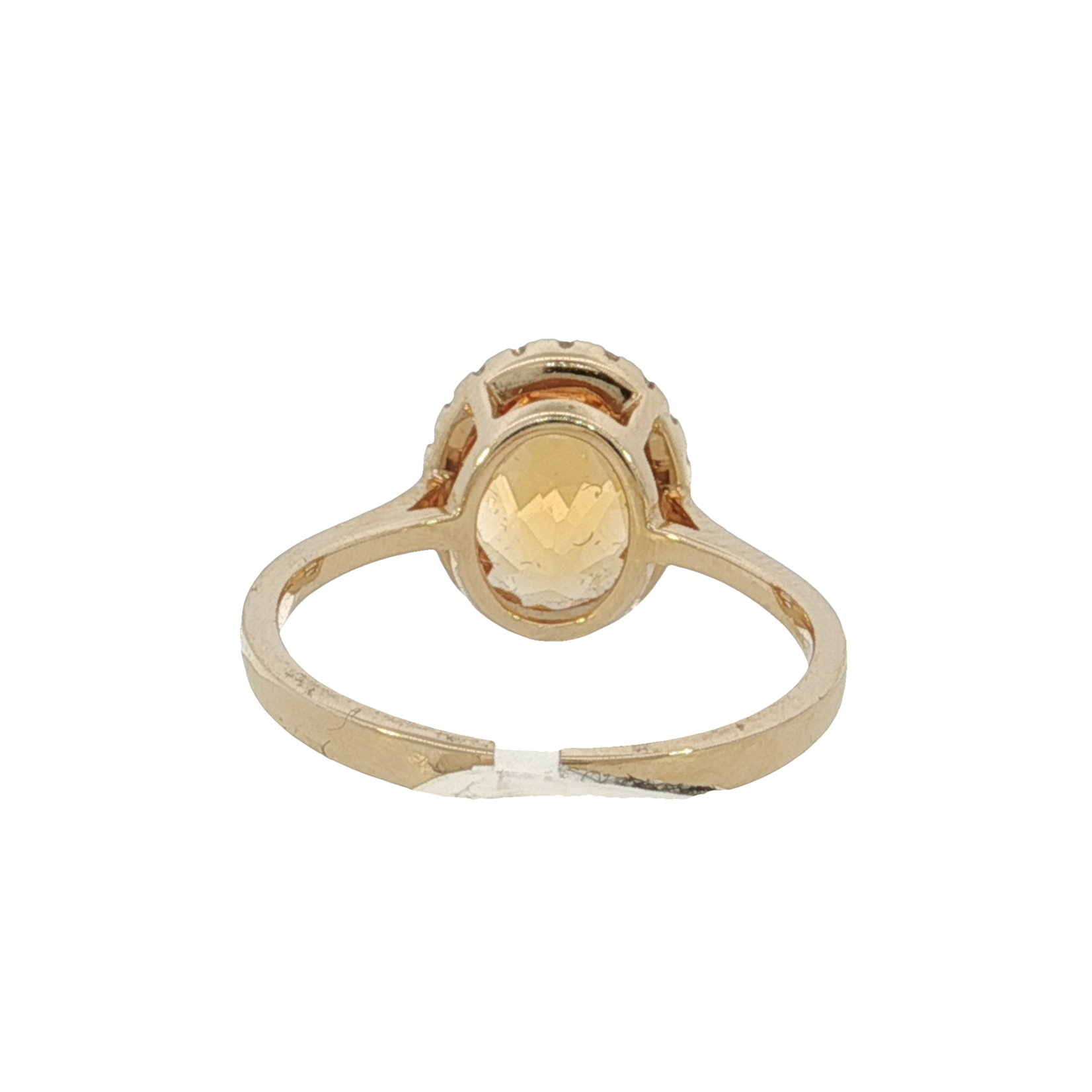 PeJay Creations PeJay 14 Yellow Gold Ring with Oval Citrine and  Diamond Halo
