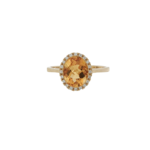 PeJay Creations PeJay 14 Yellow Gold Ring with Oval Citrine and  Diamond Halo