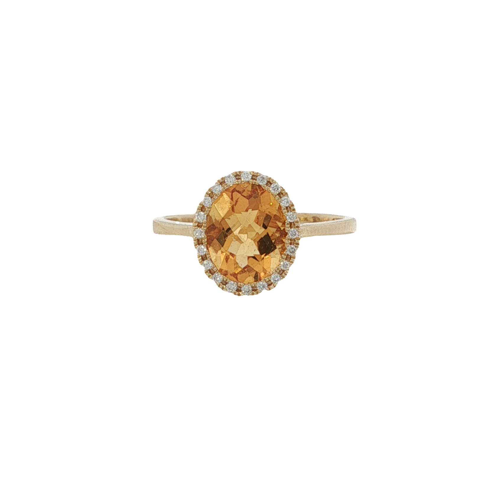 PeJay Creations PeJay 14 Yellow Gold Ring with Oval Citrine and  Diamond Halo