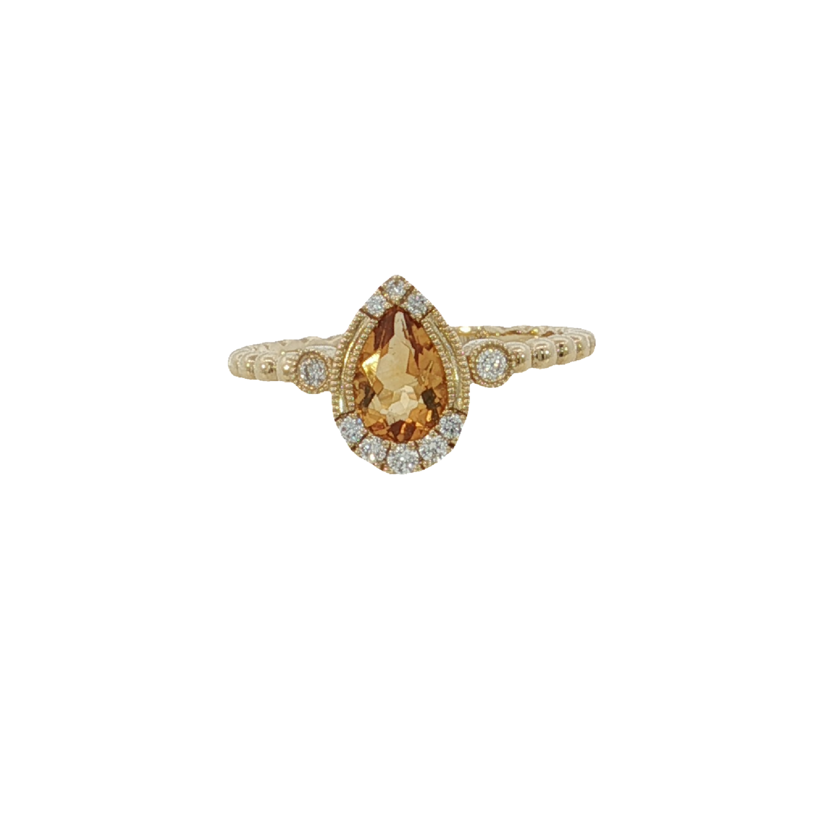 Quality Design 14 Karat Yellow Gold Citrine and Diamond Ring