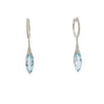 14 Karat White Gold Blue Topaz and Diamond Earrings
