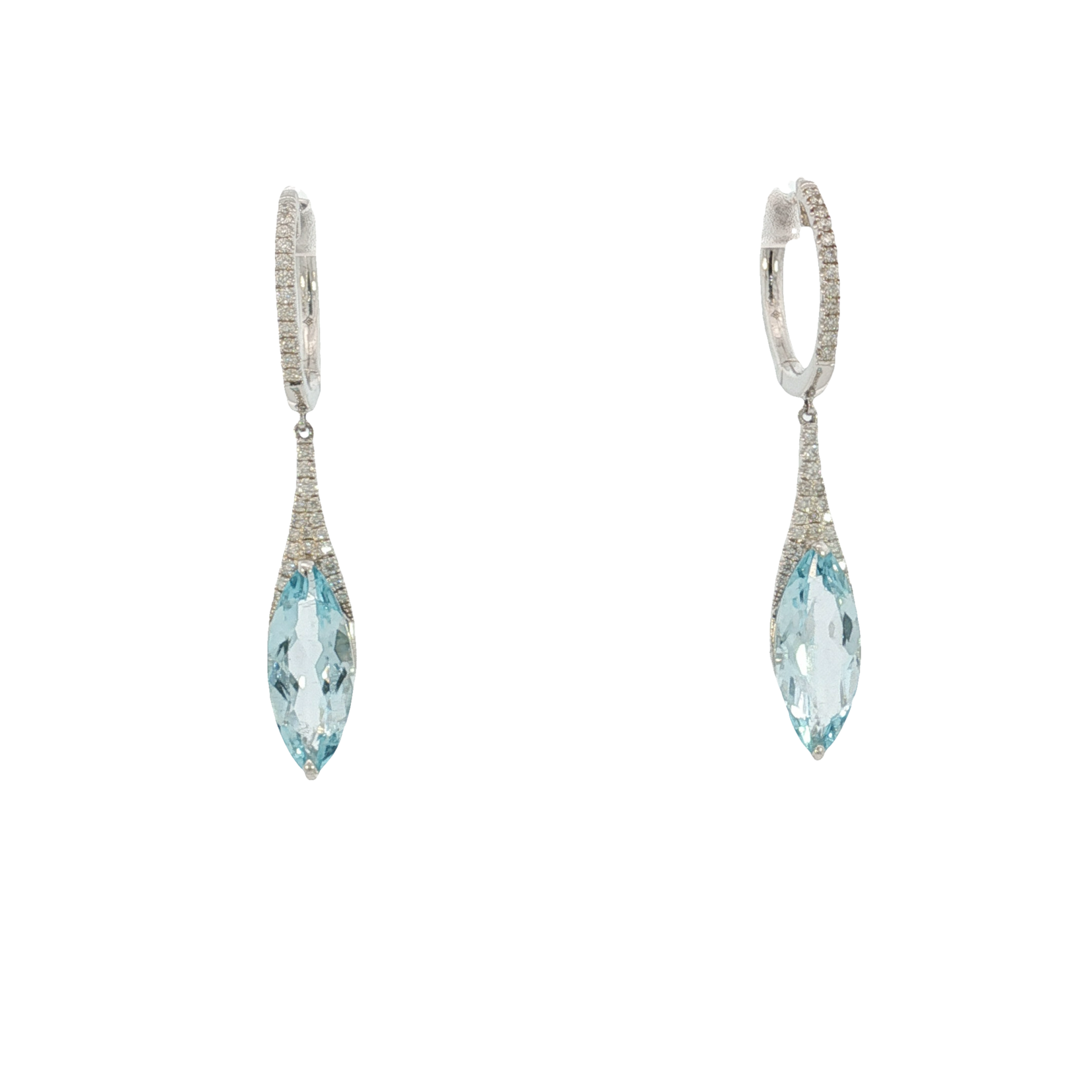 14 Karat White Gold Blue Topaz and Diamond Earrings