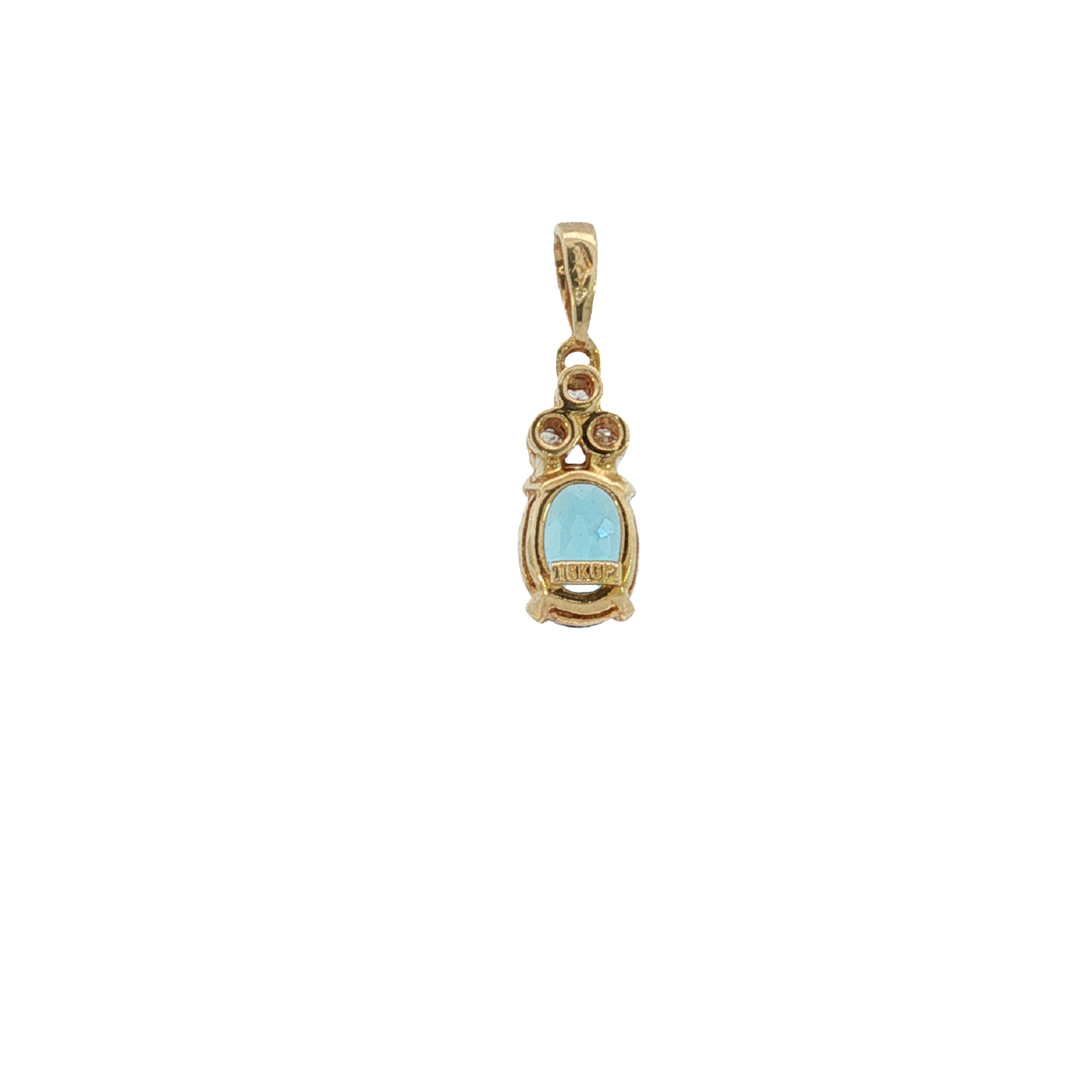 18 Karat Yellow Gold Blue Topaz and Diamond Pendant
