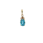 18 Karat Yellow Gold Blue Topaz and Diamond Pendant