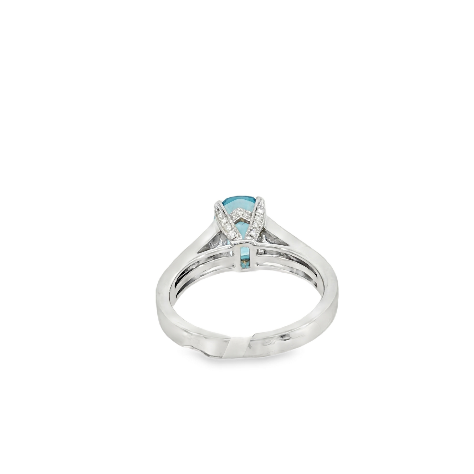 18 Karat White Blue Topaz and Diamond Ladies Ring