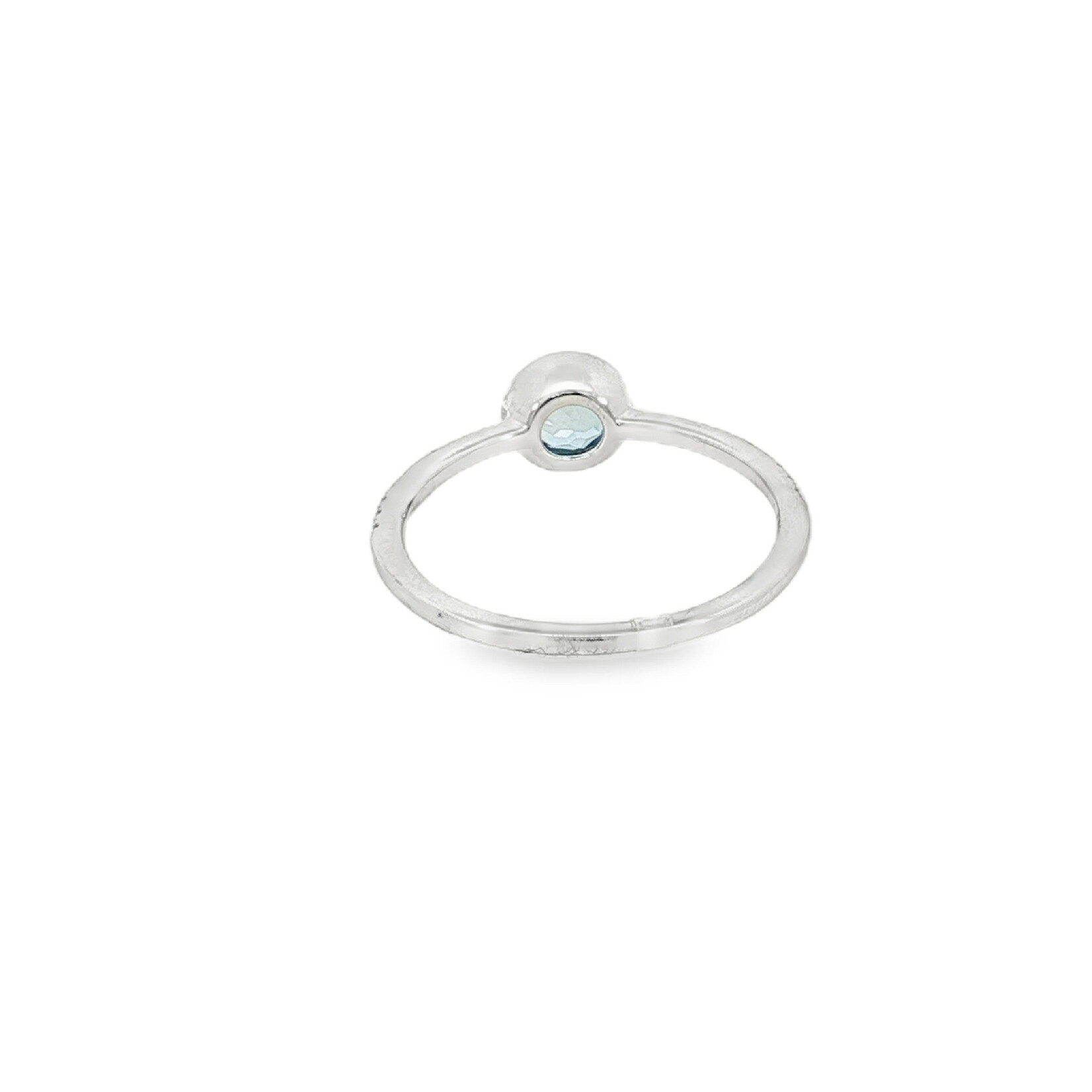 PNY 14 Karat White Gold Bezel Set Swiss Blue Topaz and Diamond Ring