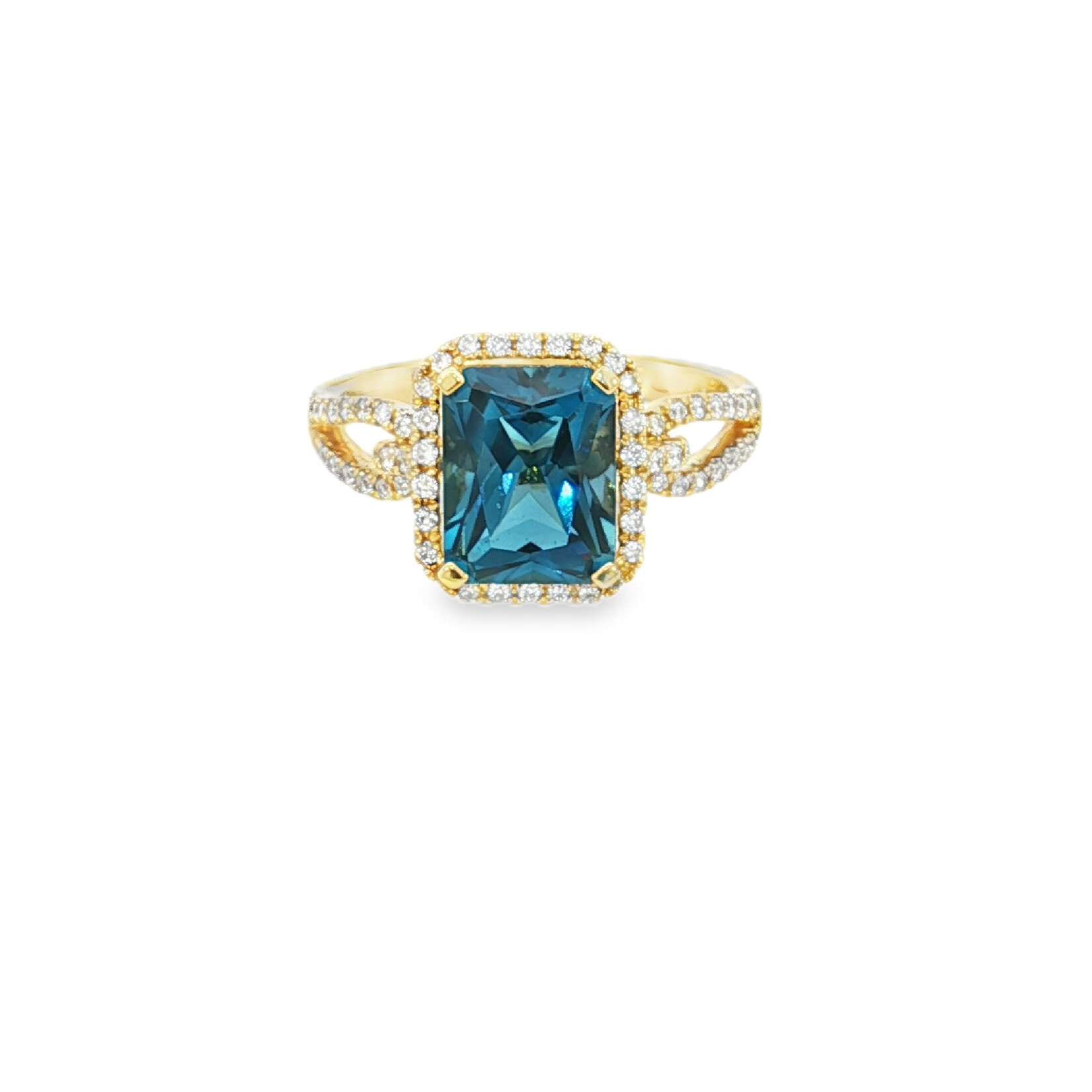 PeJay Creations PeJay Creations 14 Karat Yellow Gold London Blue Topaz and Diamond Ring