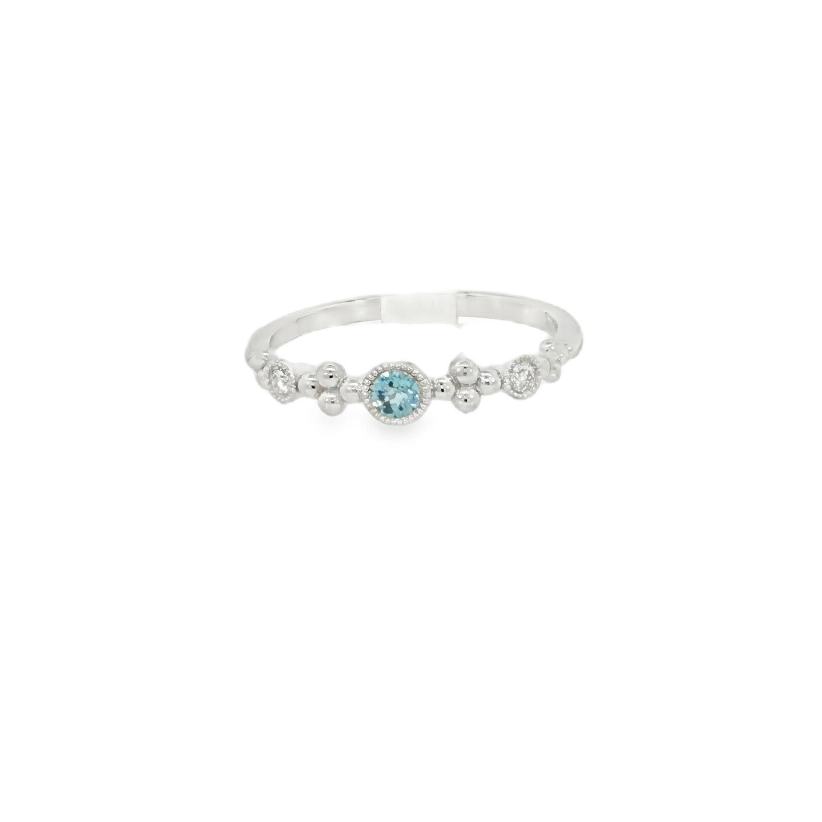ITR 14 Karat White Gold Blue Topaz and Diamond Ring