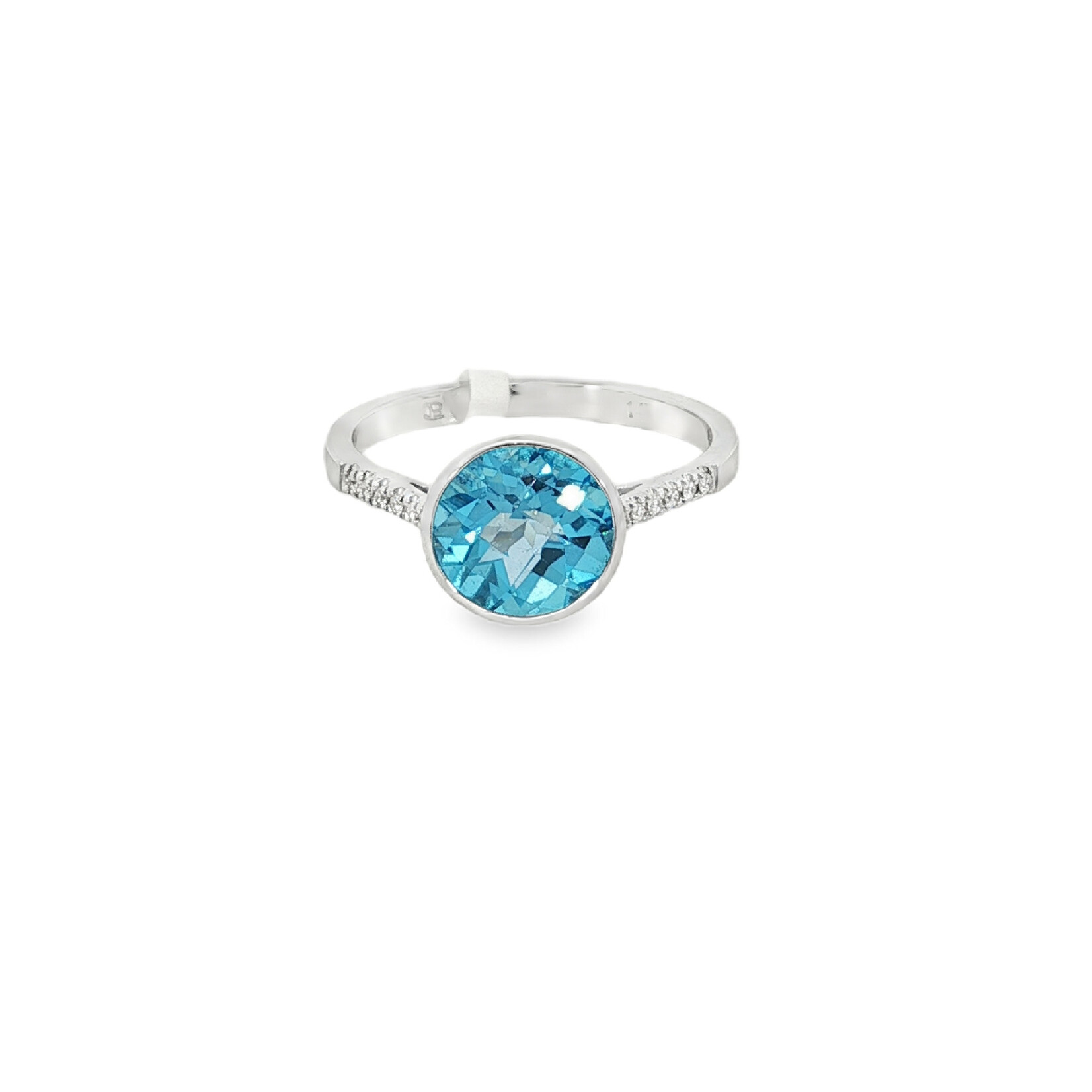 PeJay Creations PeJay 14 Karat White Gold Blue Topaz and Diamond Ring