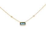 In the Rough 14 Karat White Gold London Blue Topaz and Diamond Necklace