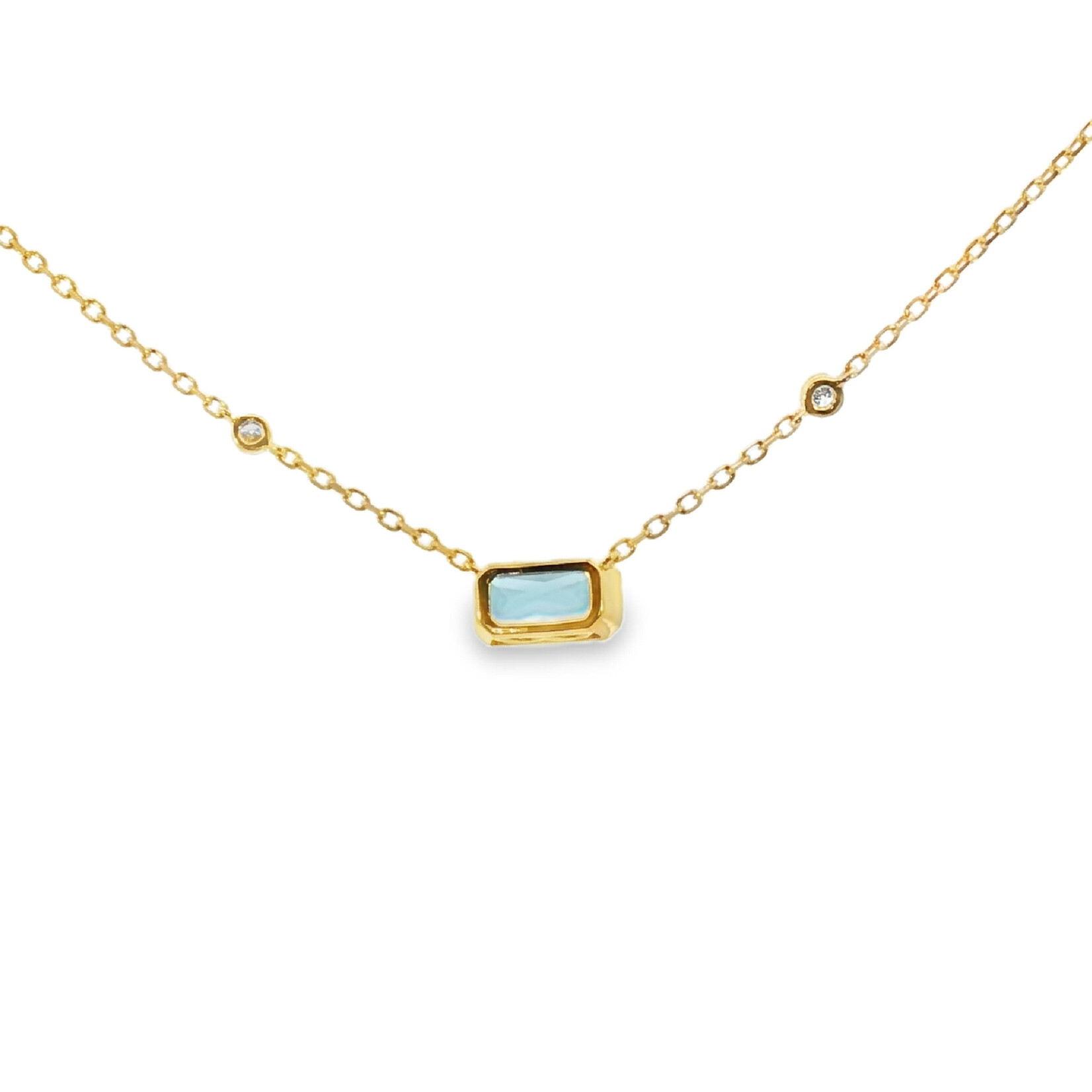 In the Rough 14 Karat White Gold London Blue Topaz and Diamond Necklace