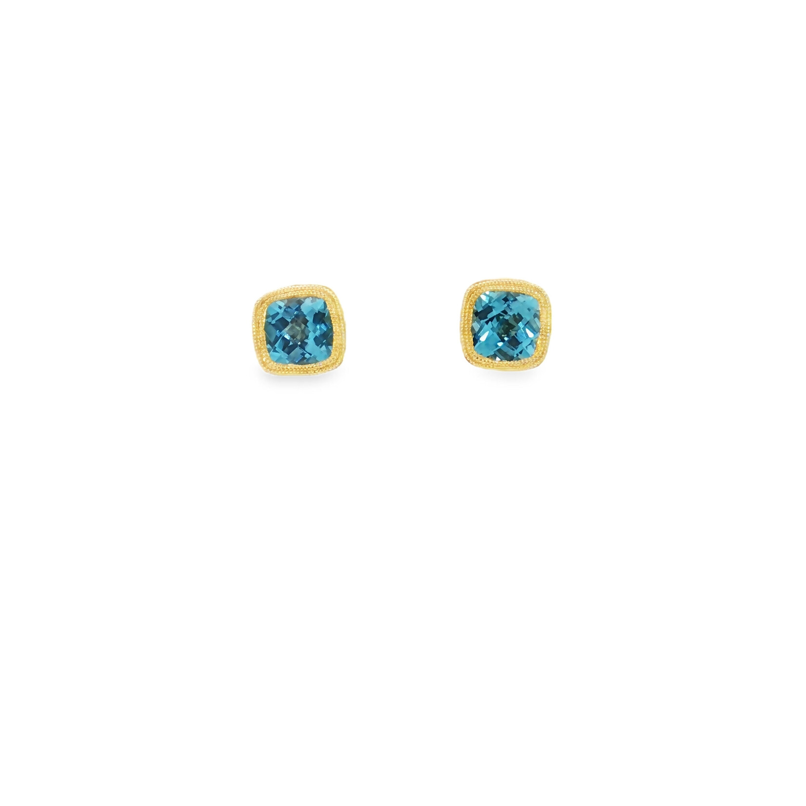 In the Rough 14 Karat Yellow Gold Blue Topaz Earring Studs