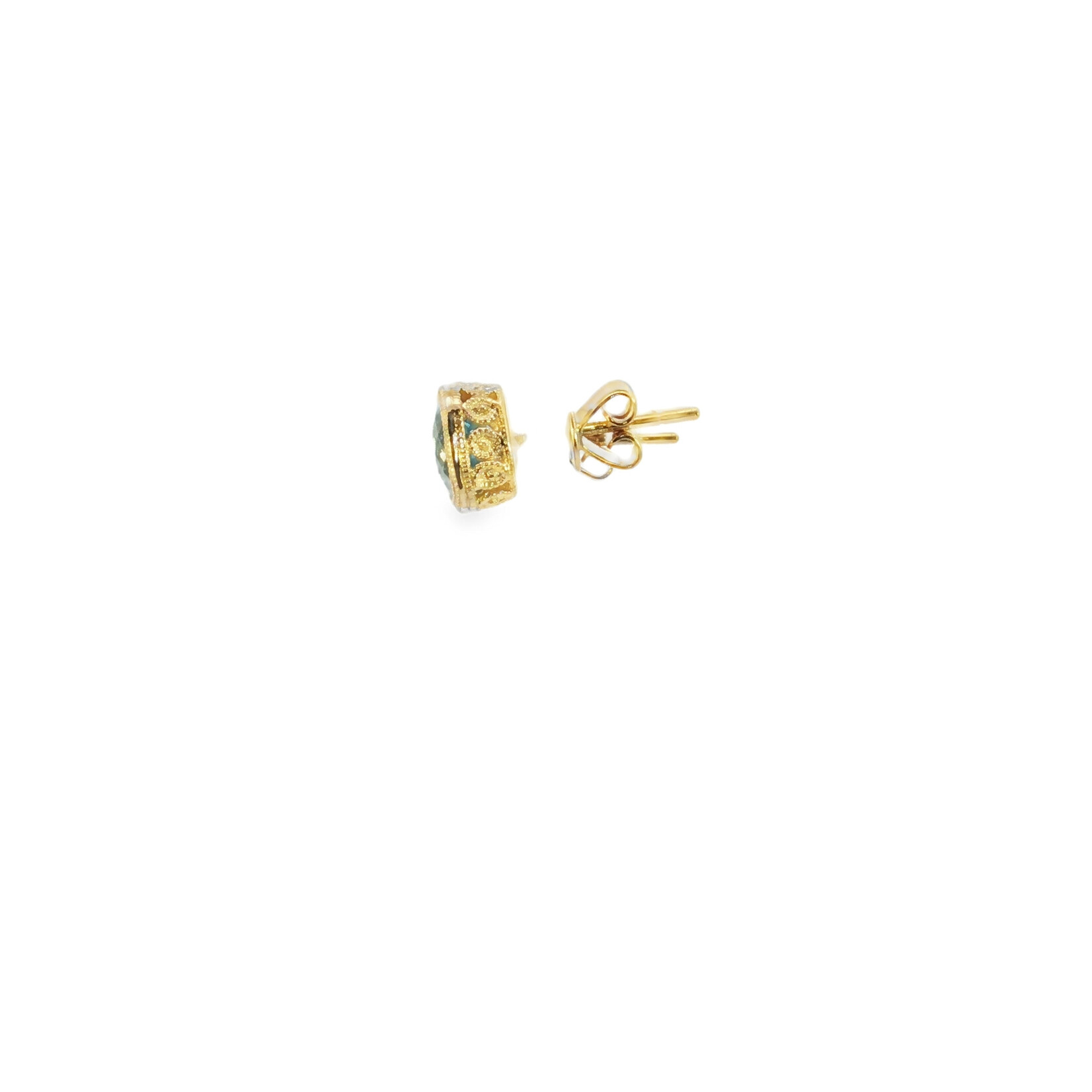 In the Rough 14 Karat Yellow Gold Blue Topaz Earring Studs