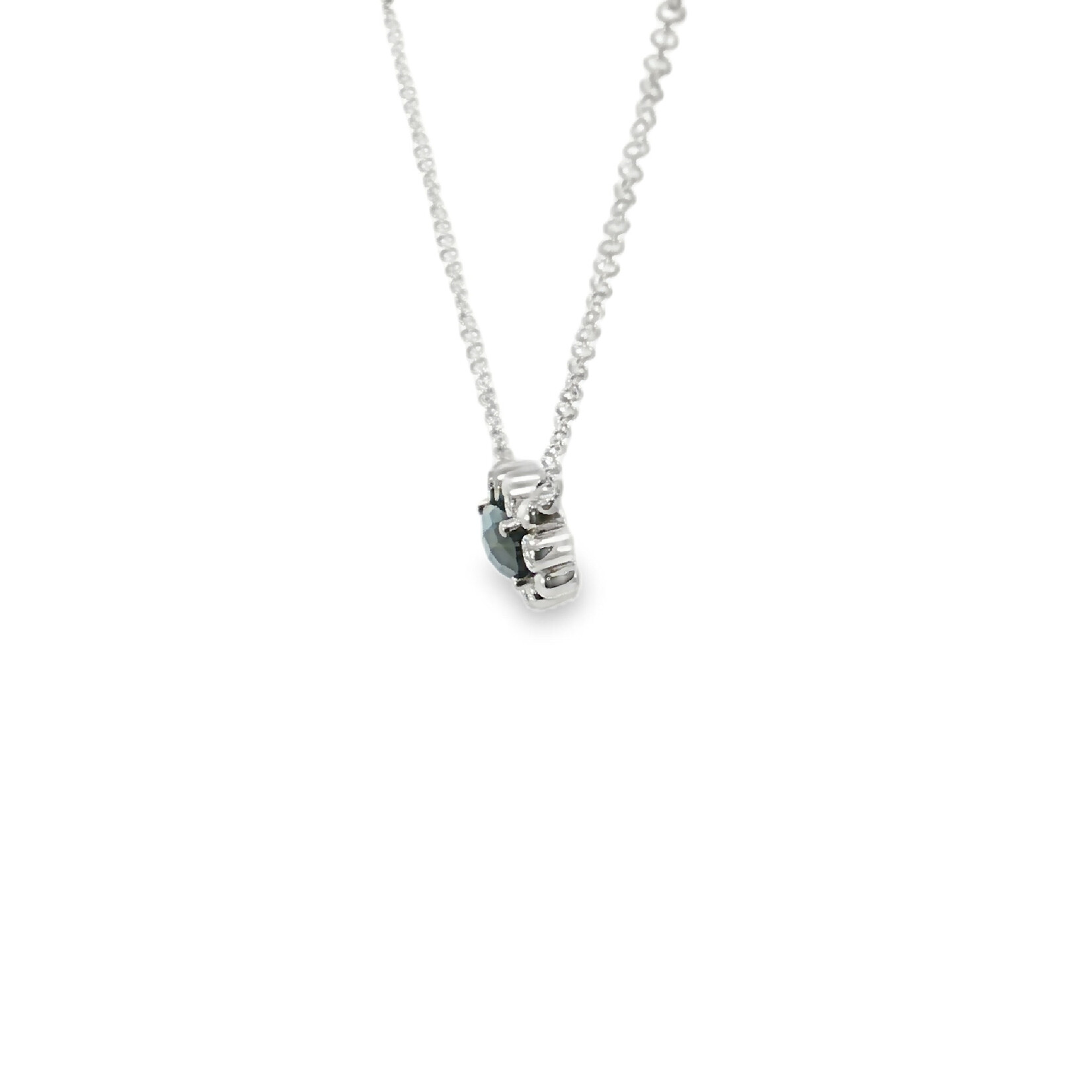 In the Round 14 Karat White Gold London Blue Topaz and Diamond Necklace