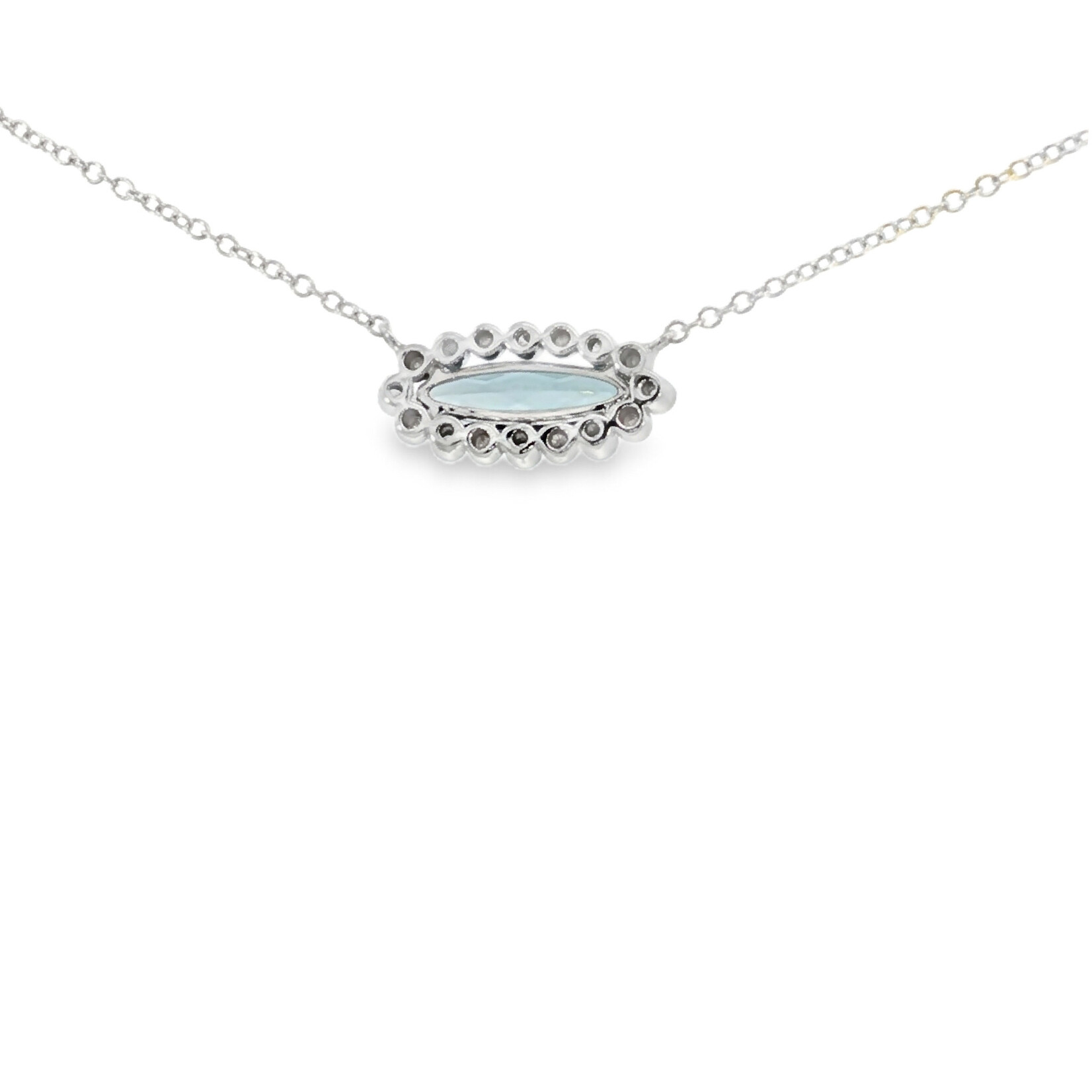 In the Round 14 Karat White Gold London Blue Topaz and Diamond Necklace