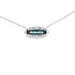 In the Round 14 Karat White Gold London Blue Topaz and Diamond Necklace