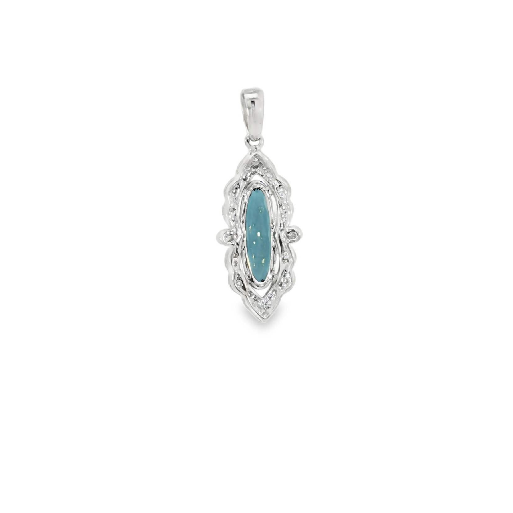 In the Rough 14 Karat White Gold Blue Topaz and Diamond Pendant