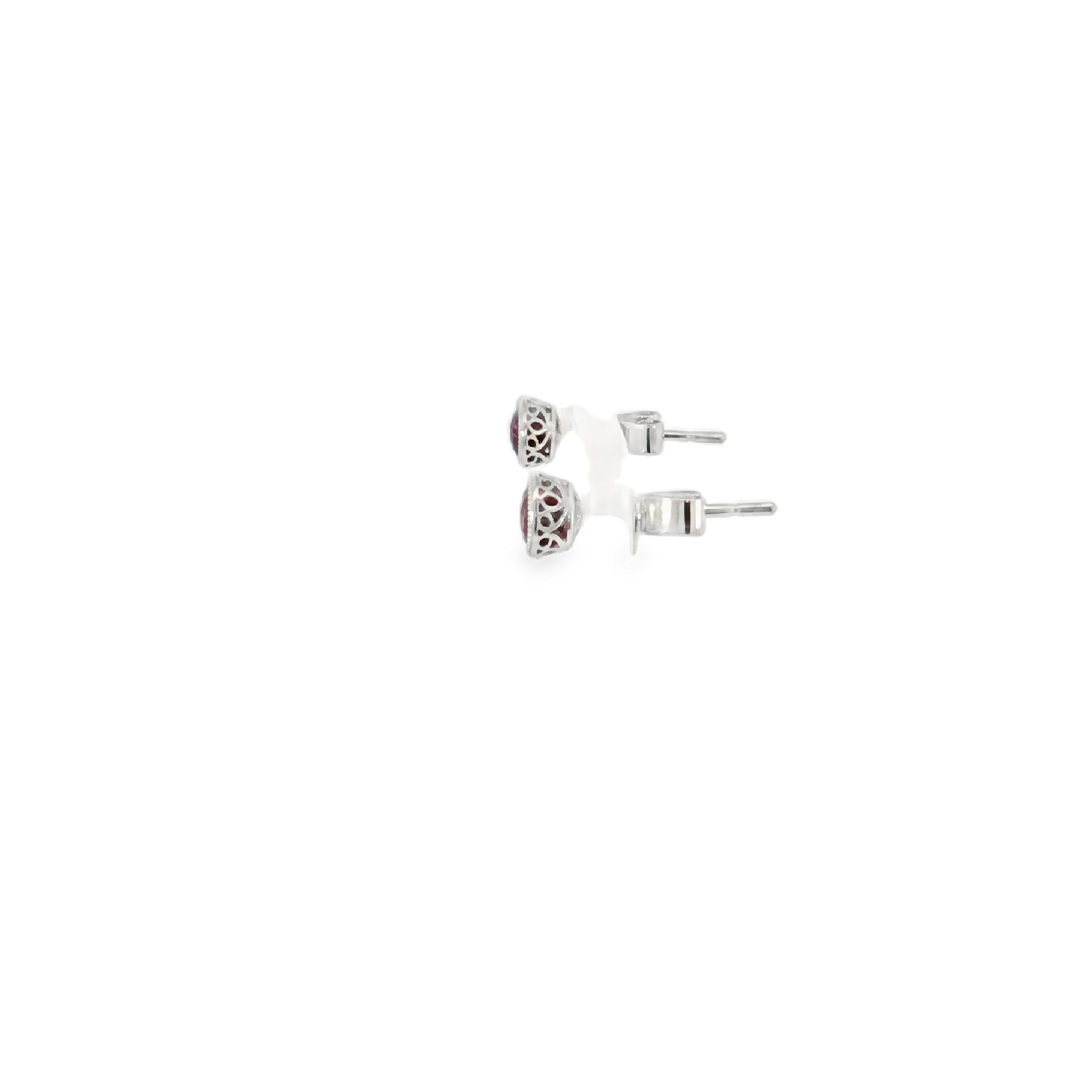 Quality Design 14 Karat White Gold Rhodolite Garnet Earring Studs