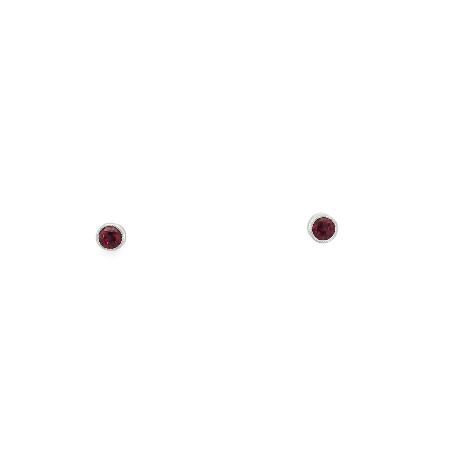 Quality Design 14 Karat White Gold Rhodolite Garnet Earring Studs