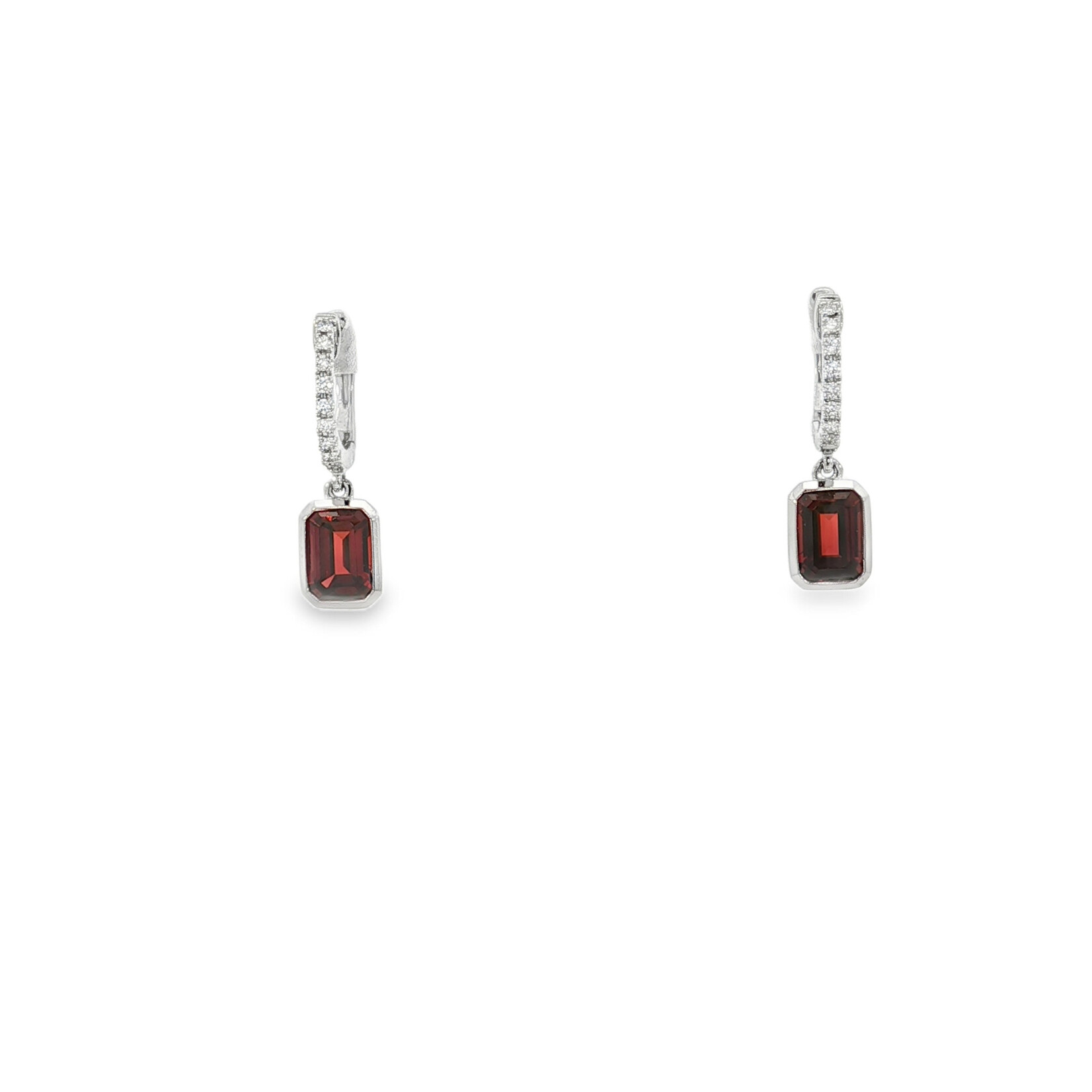 PeJay Creations PeJay Creations 14 Karat White Gold Garnet and Diamond Dangle Earring