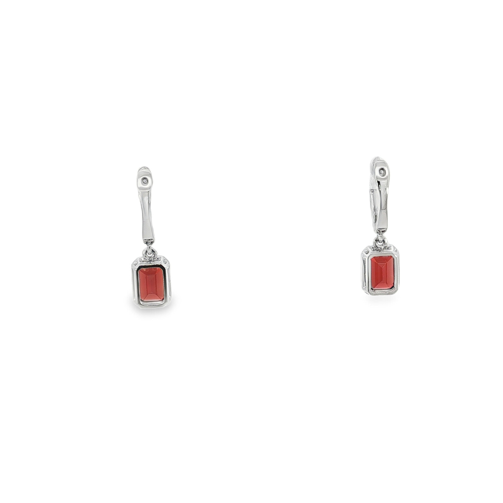 PeJay Creations PeJay Creations 14 Karat White Gold Garnet and Diamond Dangle Earring