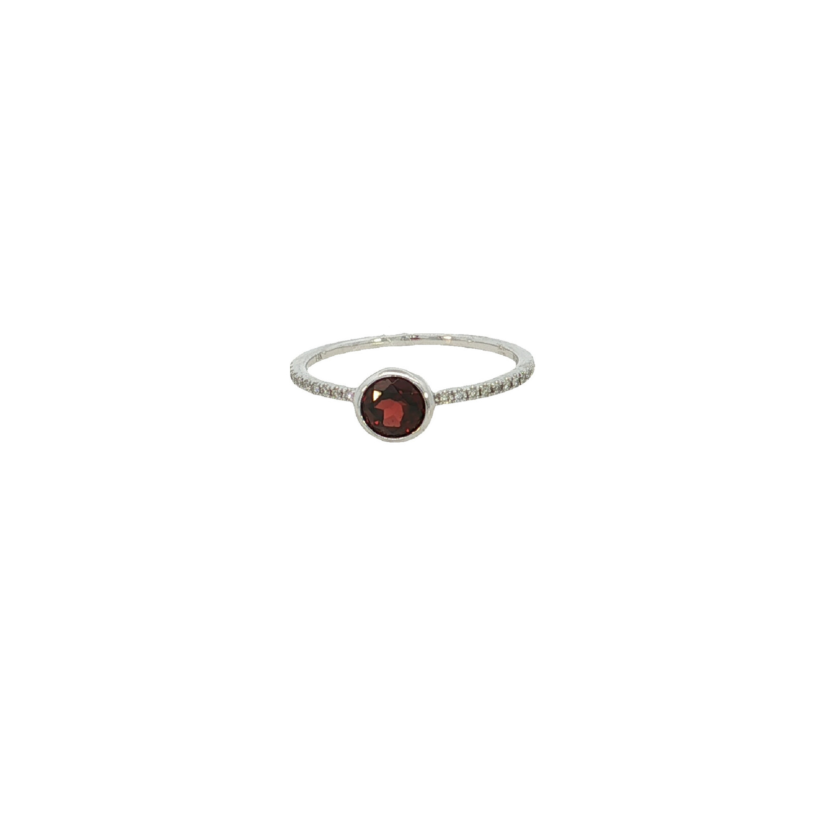 Prima NY 14 Karat White Gold Garnet and Diamond Ring