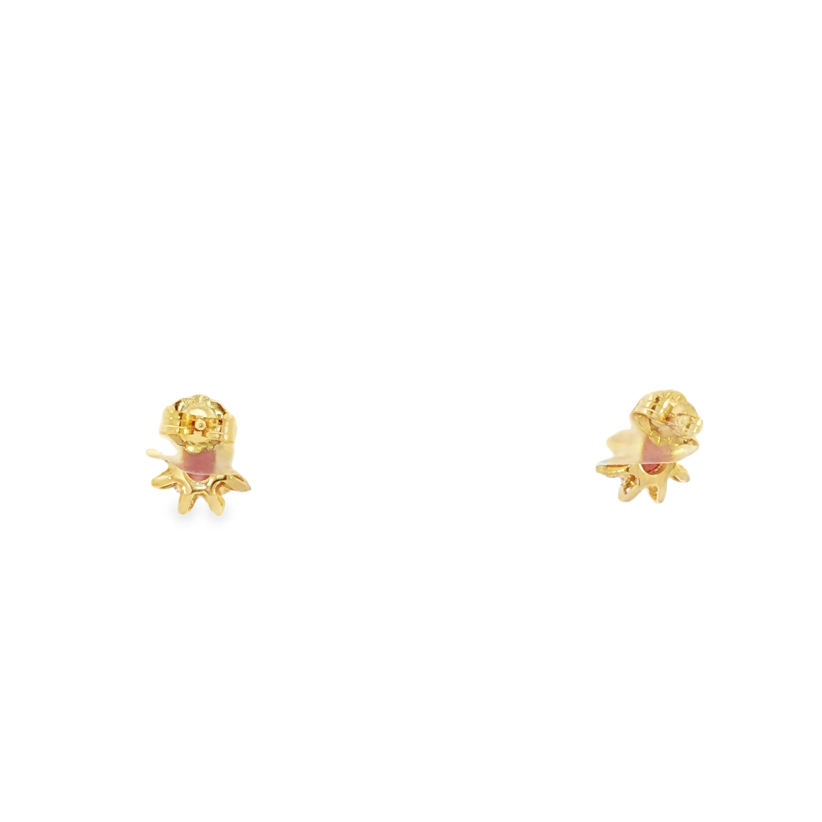 Estate 14 Karat Yellow Gold Garnet and Diamond Stud Earrings