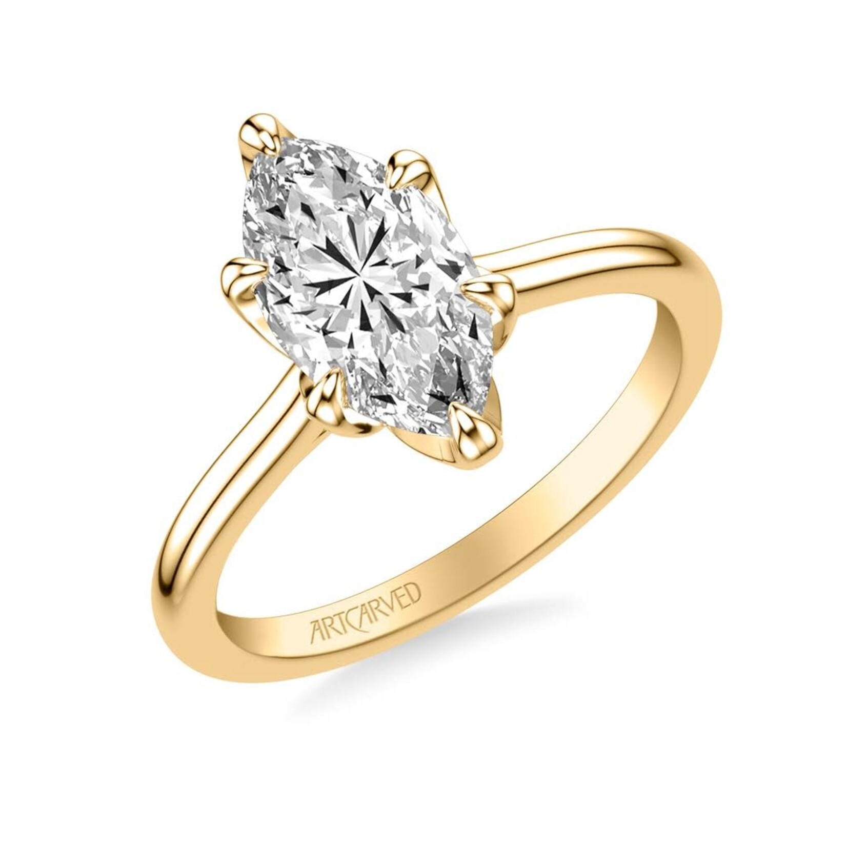 Art Carved Floral Solitaire Marquise Engagement Ring