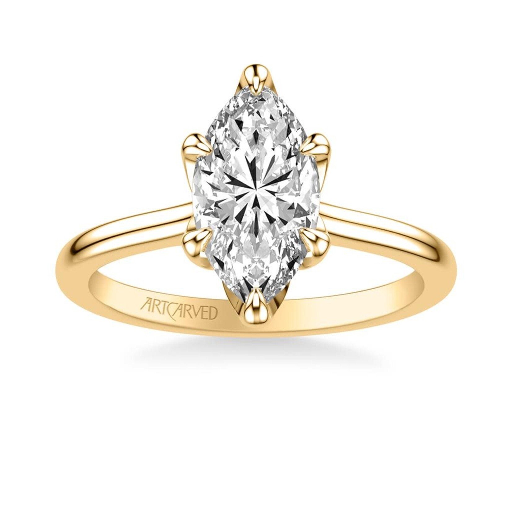 Art Carved Floral Solitaire Marquise Engagement Ring
