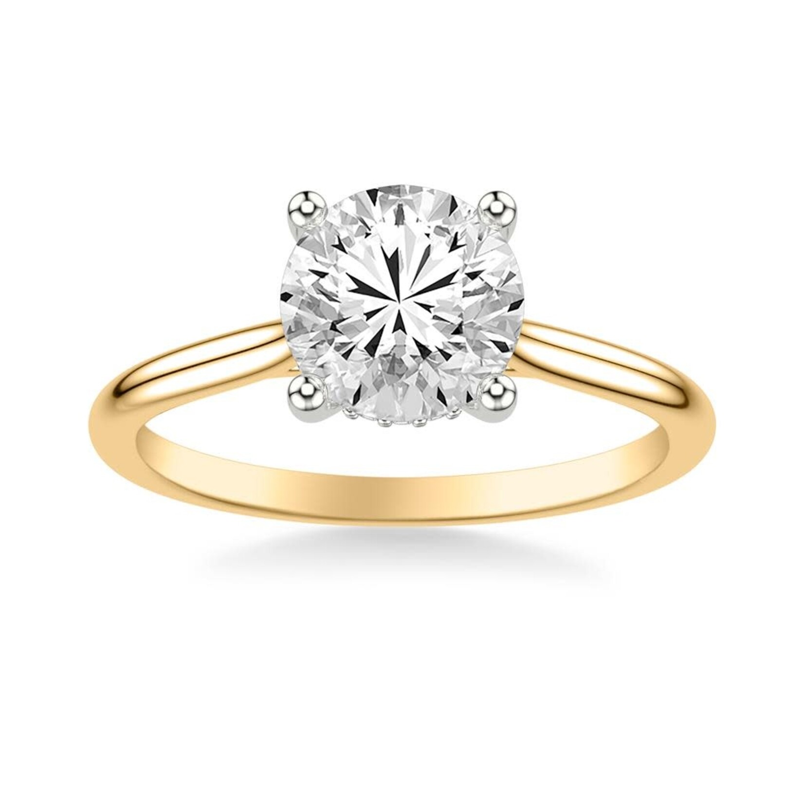 Round Hidden Halo Solitaire Engagement Ring