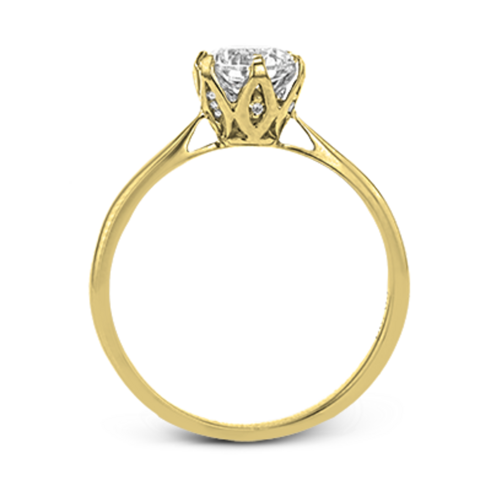 Zeghani Floral 14 Karat Yellow Gold 6 Prong Engagement Ring