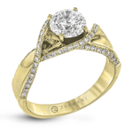 Zeghani 14 Karat Yellow Gold Diamond Twist Engagement Ring