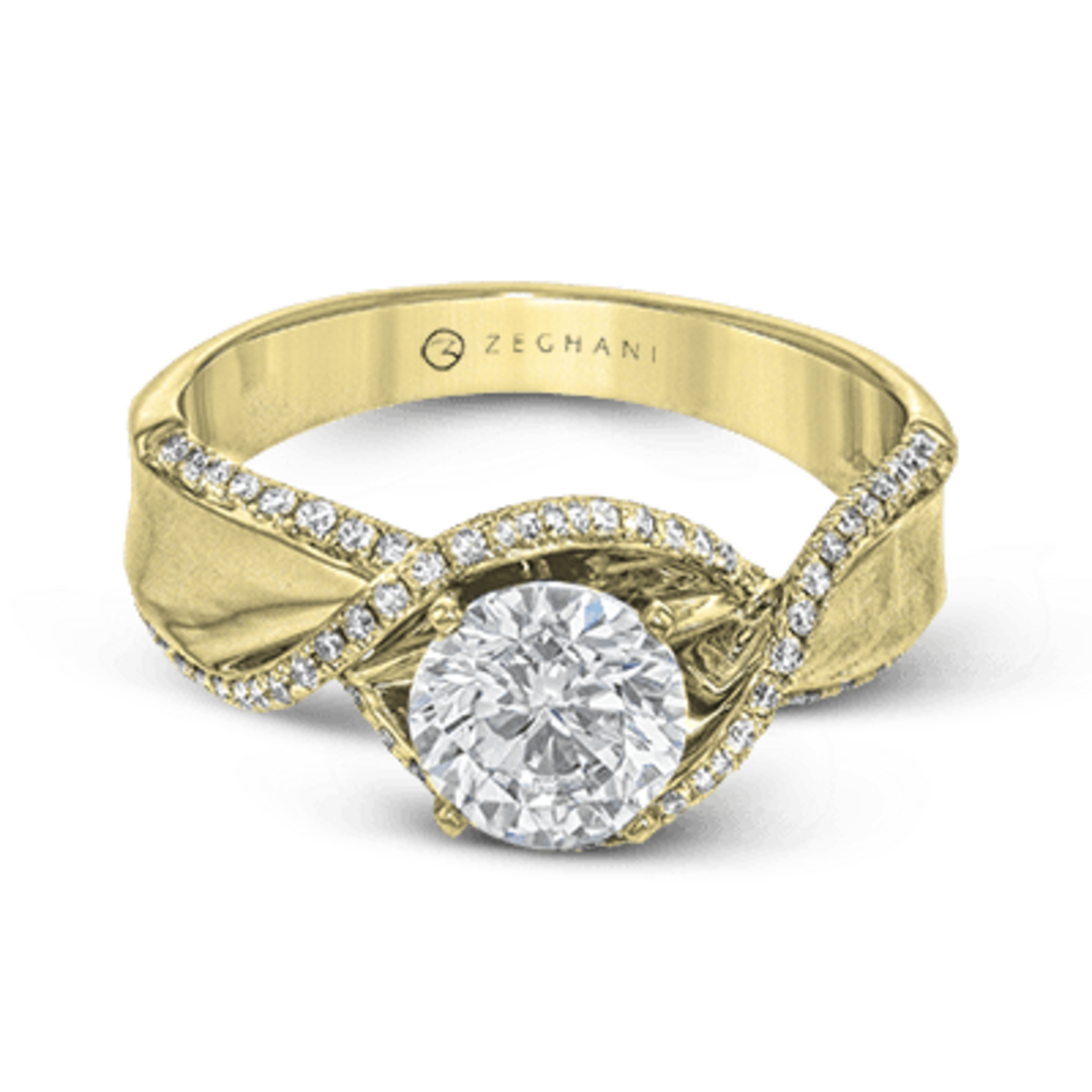 Zeghani 14 Karat Yellow Gold Diamond Twist Engagement Ring