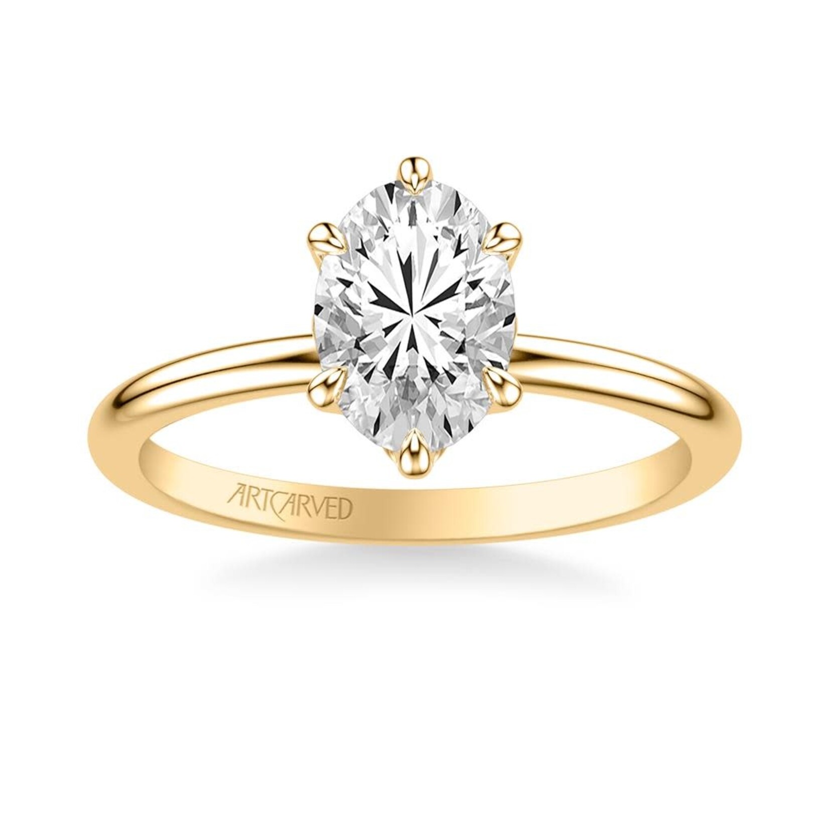 Art Carved Floral Oval Solitaire Engagement Ring