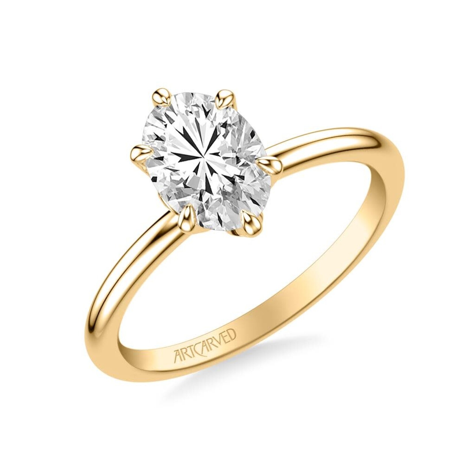 Art Carved Floral Oval Solitaire Engagement Ring