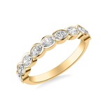 East-West Bezel Set Oval Diamond Scalloped Ring