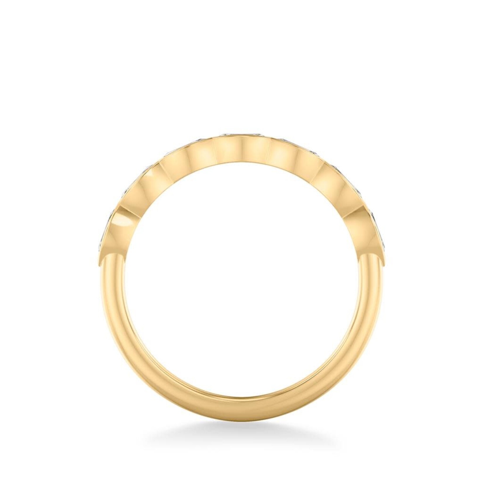 East-West Bezel Set Marquise Diamond Scalloped Wedding Band