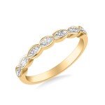 East-West Bezel Set Marquise Diamond Scalloped Wedding Band