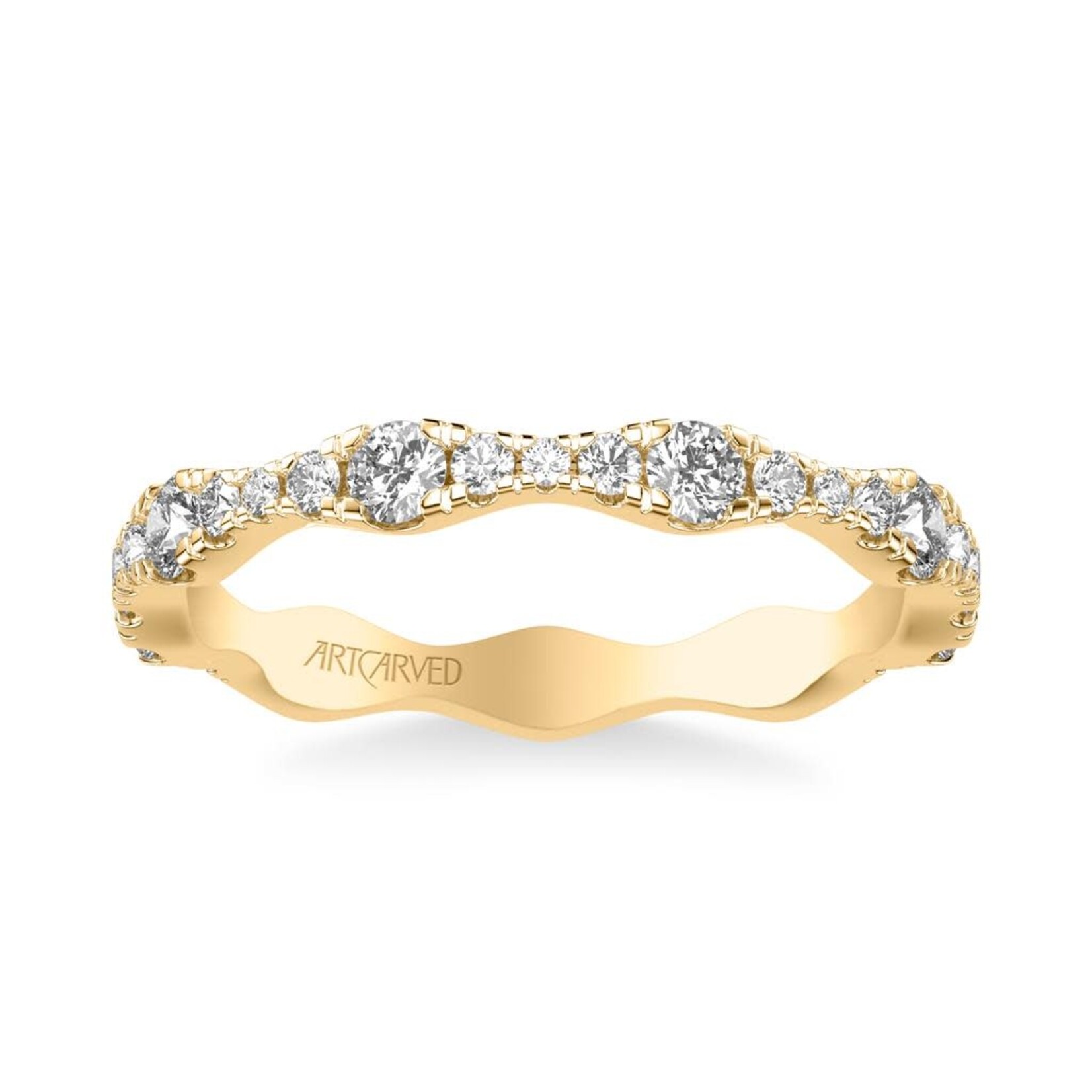 Art Carved Scallop Style Diamond Wedding Band