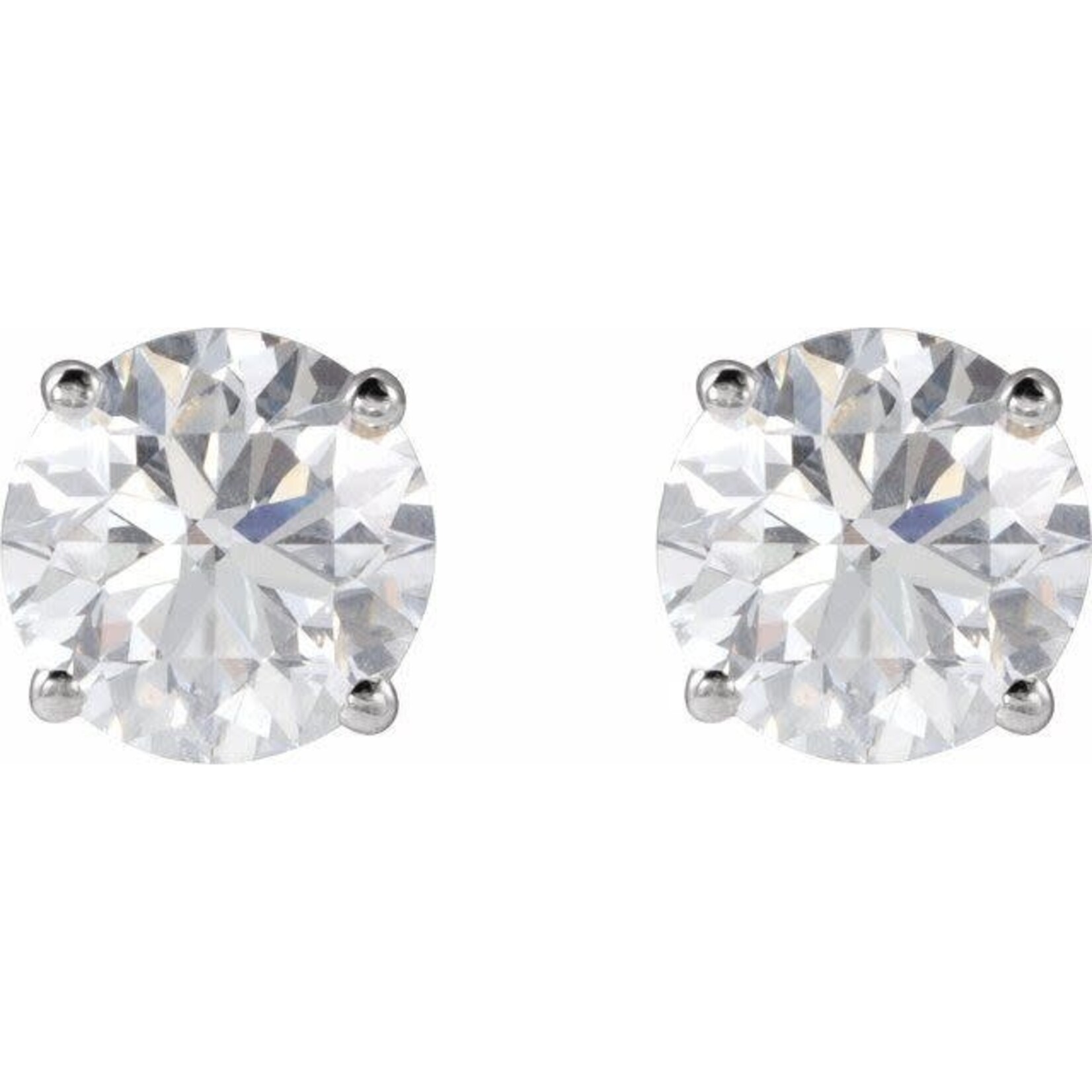 14 Karat White Gold Round Lab-Grown Diamond Studs