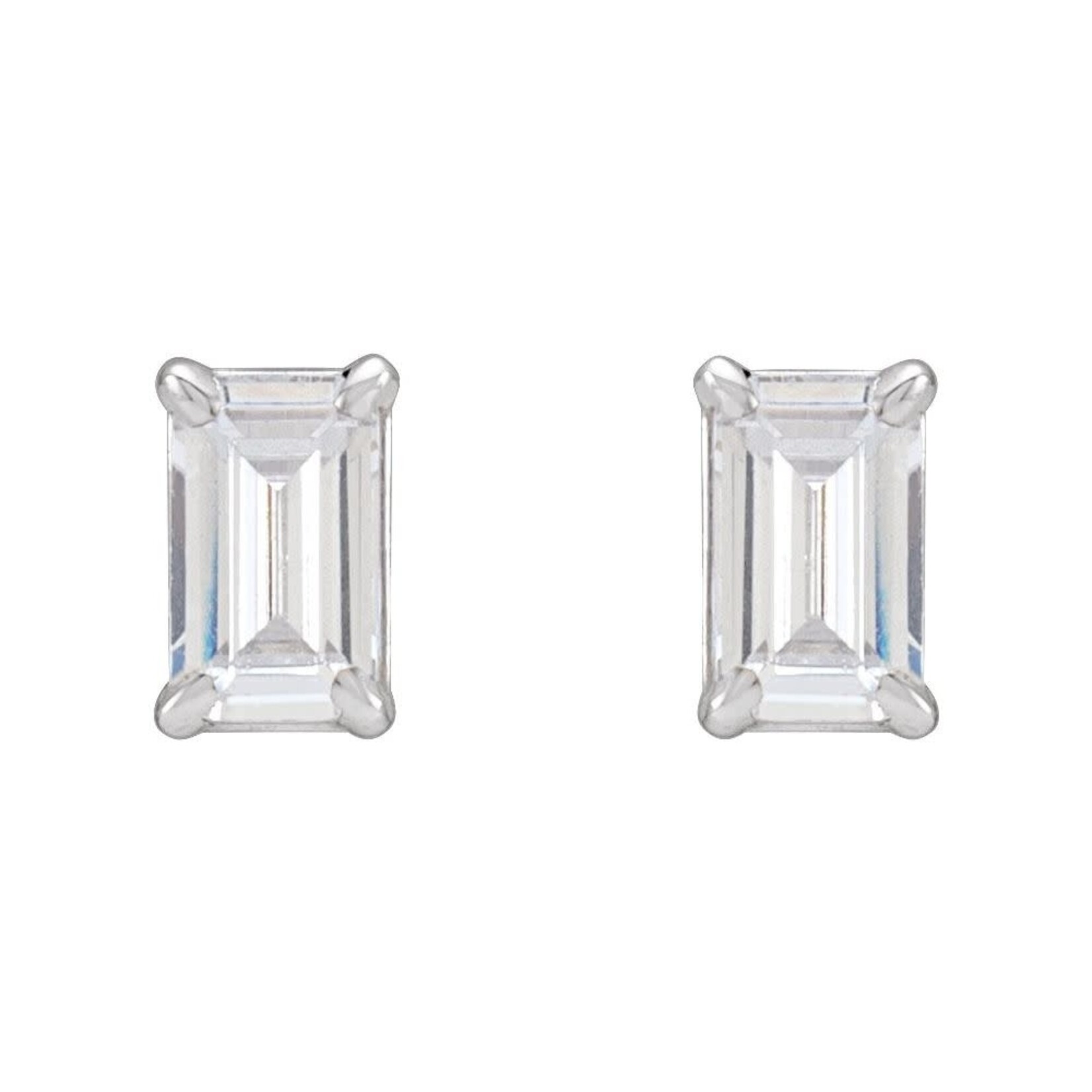 14 Karat White Gold 1.05CTW Lab-Grown Emerald Cut Diamond Studs