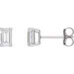 14 Karat White Gold 1.05CTW Lab-Grown Emerald Cut Diamond Studs