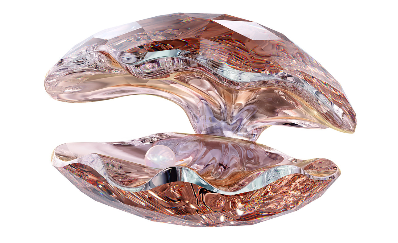 スワロフスキー　シェルパールオブジェ swarovski-vintage-rose-pearl-