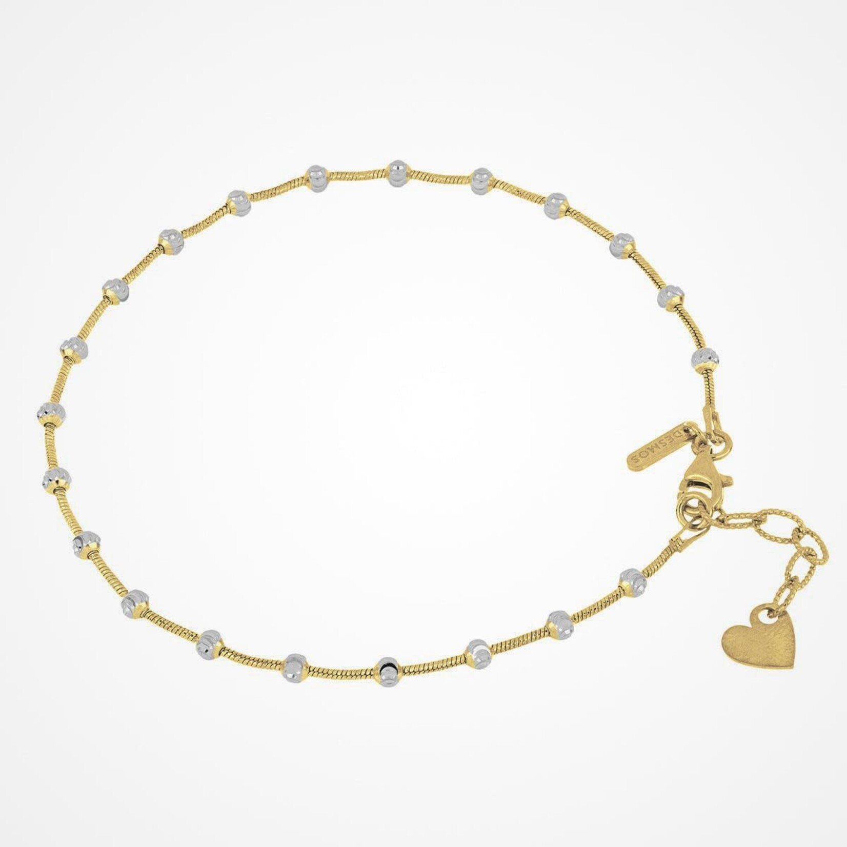 Sfera Sterling Silver and Gold Tone Beaded Station Anklet
