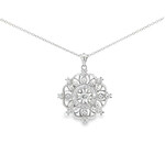 Uneek Jewelry Uneek 18" 18K White Gold Diamond Floral Pendant